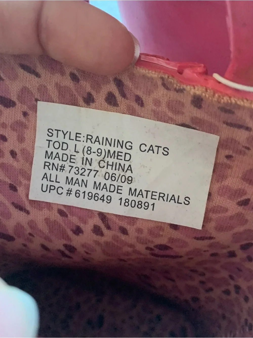 Jumping Beans Toddler Girls Pink Cat Rain Boots, Size toddler Large 8/9 M